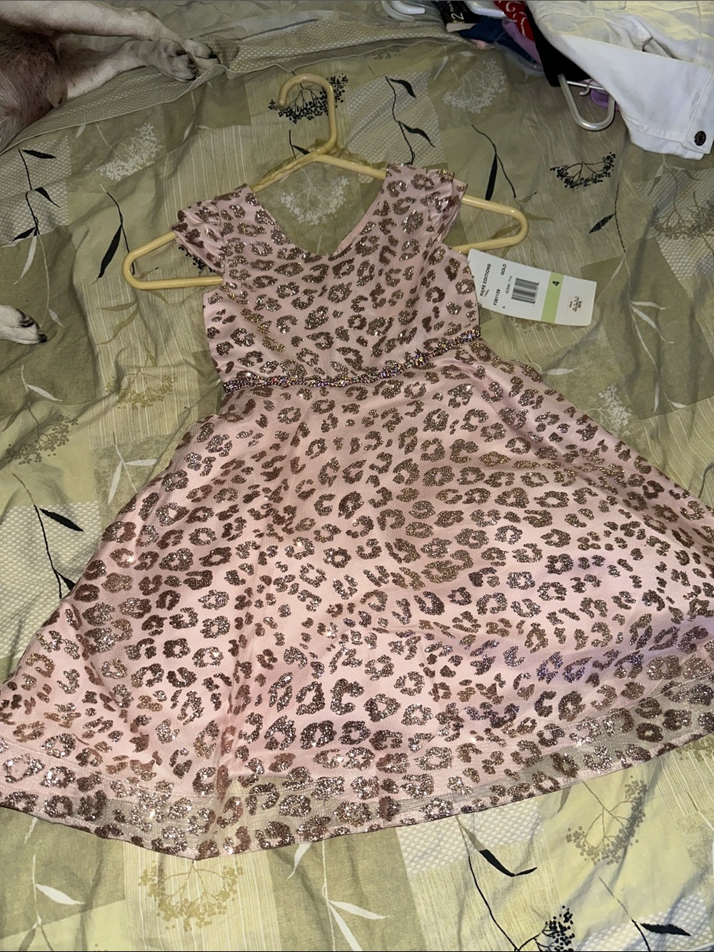 Rare Edition’s Girls' Pink Glitter Leopard Print Party Dress NWT